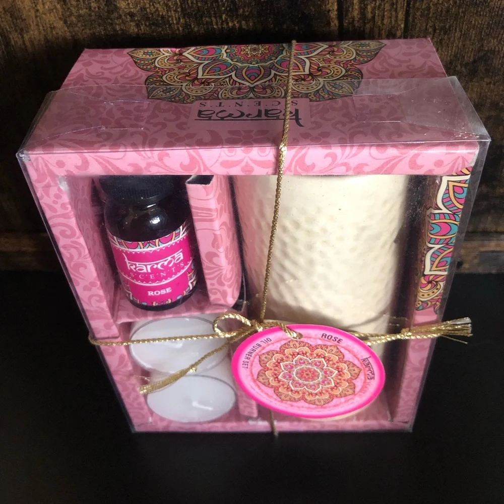 Karma Scents: ‘Rose’ Aroma Oil Burner Set NEW* - Picture 3 of 5